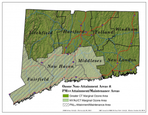 Connecticut Ozone Non-Attainment Areas Map